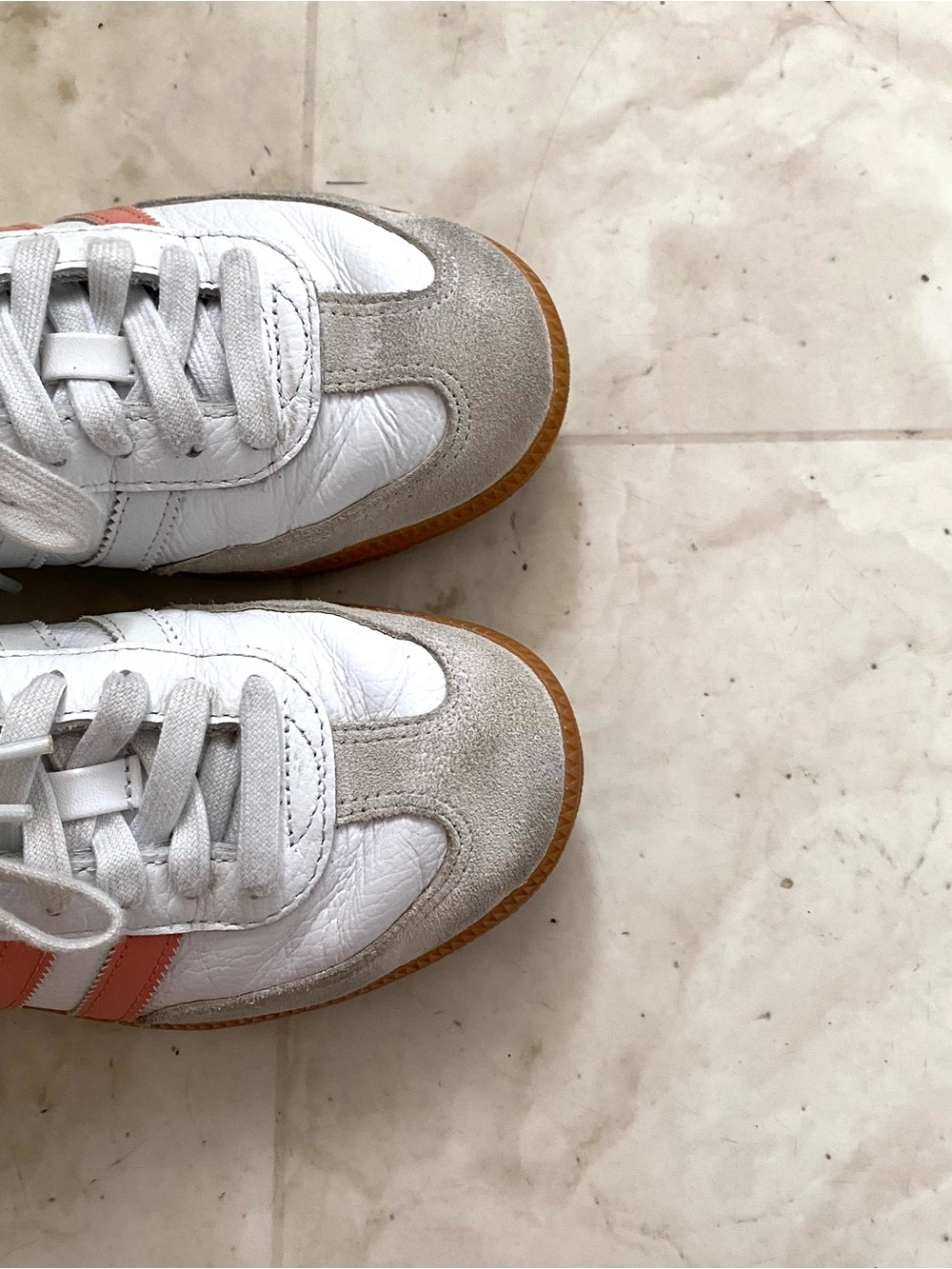 $100 Adidas Samba OG Wonder Clay White & Peach Leather Suede Low Top Sneakers 7 - Picture 8 of 13